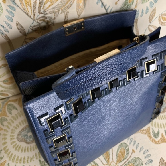Kate Spade Pebbled Blue Leather Jewel Handbag - Picture 4 of 10